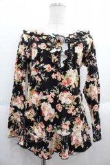 PINK HOUSE / オールドローズブーケカットソー  黒Ｘピンク I-25-09-13-055-LO-TO-HD-ZI