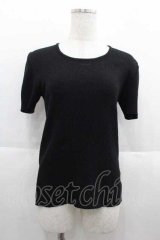 INGEBORG / ロゴ刺繍半袖ニットトップス M ブラック I-25-09-13-058-LO-TO-HD-ZT077