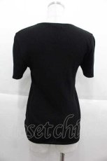 画像2: 【SALE】INGEBORG / ロゴ刺繍半袖ニットトップス M ブラック I-25-09-13-058-LO-TO-HD-ZT077 (2)