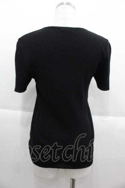 画像2: INGEBORG / ロゴ刺繍半袖ニットトップス M ブラック I-25-09-13-058-LO-TO-HD-ZI