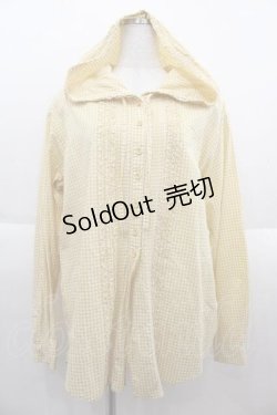 画像1: 【SALE】PINK HOUSE / ギンガムチェックフード付きフリルブラウス L イエロー I-25-09-13-062-LO-BL-HD-ZT191