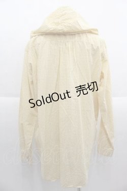 画像2: 【SALE】PINK HOUSE / ギンガムチェックフード付きフリルブラウス L イエロー I-25-09-13-062-LO-BL-HD-ZT191