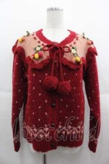 PINK HOUSE / チェリーモチーフ使いヨークニットカーディガン  赤 I-25-09-13-064-LO-TO-HD-ZS