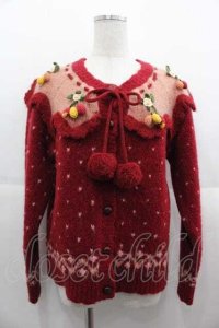 PINK HOUSE / チェリーモチーフ使いヨークニットカーディガン  赤 I-25-09-13-064-LO-TO-HD-ZS