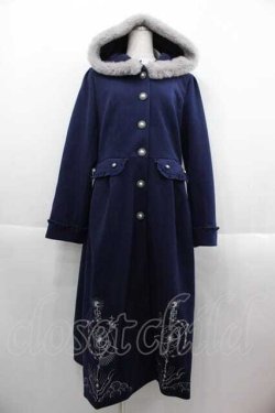 画像1: axes femme / 天体刺繍フード付コート  ネイビー I-25-09-13-069-AX-CO-HD-ZI