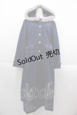 画像1: axes femme / 天体刺繍フード付コート  ネイビー I-25-09-13-069-AX-CO-HD-ZI