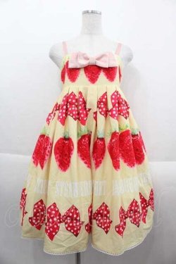 画像1: BacioBouquet / Sweet Strawberryハイウエストジャンパースカート S イエロー I-25-09-13-073-LO-OP-HD-ZI