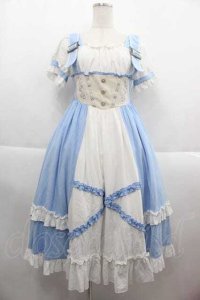 With Puji / ドッキングデザインワンピース S サックスＸ白 I-25-09-13-076-EL-OP-HD-ZS