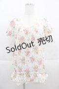 LIZ LISA / ローズブーケプリントレース半袖トップス  白Ｘピンク I-25-09-13-009-LO-TO-HD-ZT453