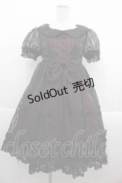 画像1: ChaCha / ストライプオーガンジー重ねワンピース S レッド×ブラック I-25-09-13-083-EL-OP-HD-ZI