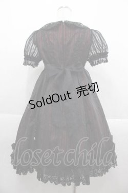 画像2: ChaCha / ストライプオーガンジー重ねワンピース S レッド×ブラック I-25-09-13-083-EL-OP-HD-ZI