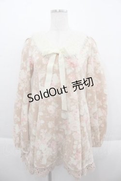 画像1: LIZ LISA / ファー襟フラワープリントミニワンピース  ブラウンＸアイボリー I-25-09-13-086-LO-OP-HD-ZT197