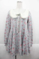 LIZ LISA / ローズフラワープリントミニワンピース  サックスＸピンクＸ白 I-25-09-13-087-LO-OP-HD-ZT057