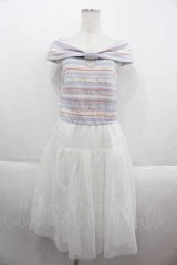 LIZ LISA / ボーダー切り替えチュールノースリーブワンピース  サックスＸ白 I-25-09-13-089-LO-OP-HD-ZT071