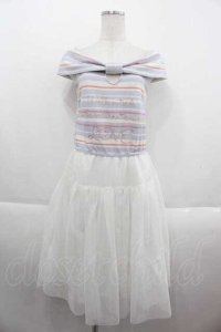 LIZ LISA / ボーダー切り替えチュールノースリーブワンピース  サックスＸ白 I-25-09-13-089-LO-OP-HD-ZT071