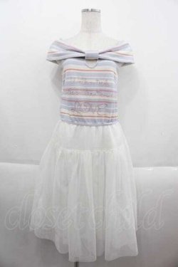 画像1: LIZ LISA / ボーダー切り替えチュールノースリーブワンピース  サックスＸ白 I-25-09-13-089-LO-OP-HD-ZI