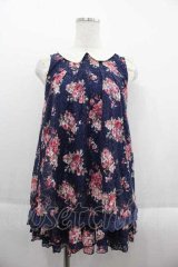 LIZ LISA / フラワーレースプリントノースリーブトップス&スカパンセットアップ  ネイビー I-25-09-13-091-LO-TO-HD-ZT071