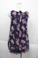 画像2: 【SALE】LIZ LISA / フラワーレースプリントノースリーブトップス&スカパンセットアップ  ネイビー I-25-09-13-091-LO-TO-HD-ZT071 (2)