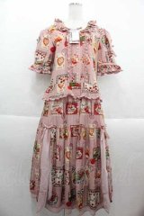 PINK HOUSE / チェリープリントパッチワーク風ワンピース  ピンク I-25-09-13-093-LO-OP-HD-ZI
