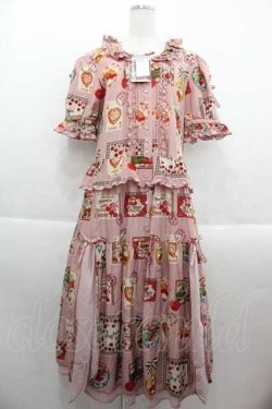 画像1: PINK HOUSE / チェリープリントパッチワーク風ワンピース  ピンク I-25-09-13-093-LO-OP-HD-ZI
