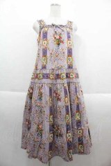 PINK HOUSE / 壁紙模様プリントミディワンピース  ラベンダー I-25-09-13-094-LO-OP-HD-ZI