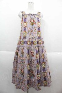 PINK HOUSE / 壁紙模様プリントミディワンピース  ラベンダー I-25-09-13-094-LO-OP-HD-ZI