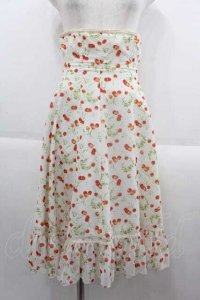 EXCENTRIQUE / チェリープリント・コルセットスカート  白Ｘ赤 I-25-09-13-107-EL-SK-HD-ZI