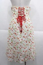 画像2: EXCENTRIQUE / チェリープリント・コルセットスカート  白Ｘ赤 I-25-09-13-107-EL-SK-HD-ZT664 (2)