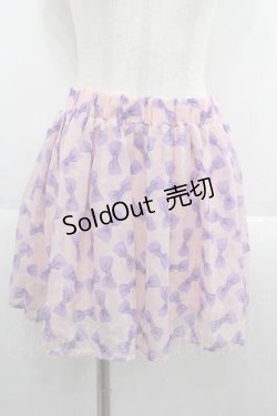 画像1: E hyphen world gallery / リボン総柄ミニスカート  ピンクX紫 I-25-09-13-109-LO-SK-HD-ZI