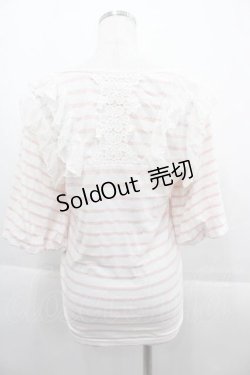 画像2: LIZ LISA / フラワーレースボーダー半袖カットソー  白Xピンク I-25-09-13-014-LO-TO-HD-ZT205