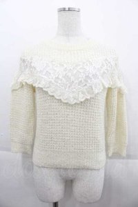 LIZ LISA / 後ろリボンニットトップス  アイボリーＸ白 I-25-09-13-018-LO-TO-HD-ZI