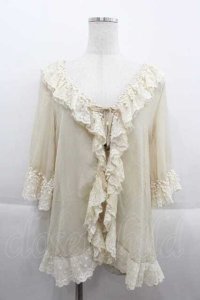 LIZ LISA / チュール半袖カーディガン  ベージュＸ白 I-25-09-13-021-LO-TO-HD-ZT197