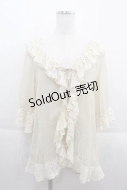 画像1: 【SALE】LIZ LISA / チュール半袖カーディガン  ベージュＸ白 I-25-09-13-021-LO-TO-HD-ZT197