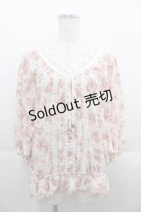 LIZ LISA / フラワーレース半袖ブラウス  ピンク I-25-09-13-022-LO-BL-HD-ZT205