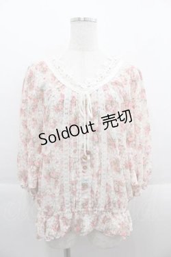画像1: LIZ LISA / フラワーレース半袖ブラウス  ピンク I-25-09-13-022-LO-BL-HD-ZT205