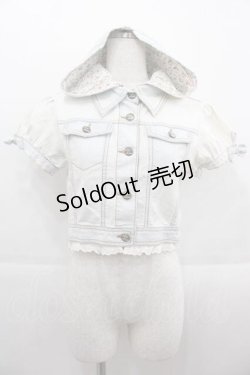 画像1: LIZ LISA / フード半袖デニム風ジャケット  サックス I-25-09-13-024-LO-TO-HD-ZT071