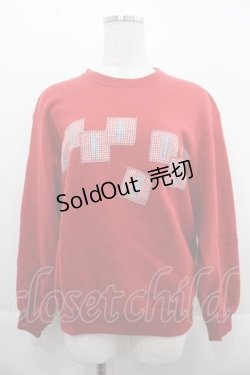 画像1: PINK HOUSE / ギンガムチェックロゴワッペントレーナー  レッド I-25-09-13-027-LO-TO-HD-ZI