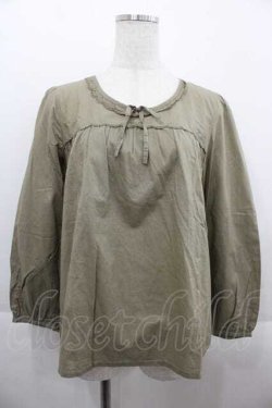 画像1: INGEBORG / スカラップレースノーカーラーブラウス M カーキ I-25-09-13-030-LO-BL-HD-ZI