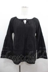 PINK HOUSE / ローズ透かしブラウス  ブラック I-25-09-13-032-LO-BL-HD-ZI