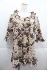画像1: 【SALE】PINK HOUSE / 薔薇ブーケプリントチュニックブラウス  ブラウンＸ白 I-25-09-13-037-LO-BL-HD-ZT193 (1)