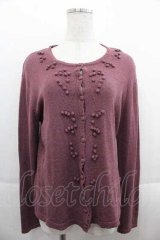 INGEBORG / モチーフ付きパイル地カーディガン  パープル I-25-09-13-040-LO-TO-HD-ZI