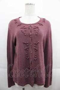 INGEBORG / モチーフ付きパイル地カーディガン  パープル I-25-09-13-040-LO-TO-HD-ZI