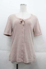 画像1: 【SALE】INGEBORG / 襟ぐりリボン半袖カーディガン  ピンク I-25-09-13-042-LO-TO-HD-ZT453 (1)