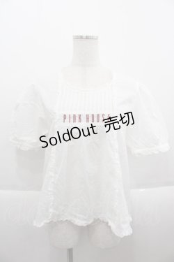 画像1: PINK HOUSE / ロゴ刺繍入りブラウス  白X赤 I-25-09-15-006-LO-BL-HD-ZI