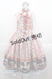 metamorphose / 【プラスサイズ】Happy Seving Time ジャンパースカート＋ヘッドドレスセット プラスサイズ サックスアカ I-25-09-15-047-ME-OP-HD-ZI