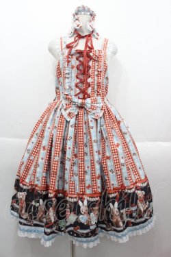 画像1: metamorphose / 【プラスサイズ】Happy Seving Time ジャンパースカート＋ヘッドドレスセット プラスサイズ サックスアカ I-25-09-15-047-ME-OP-HD-ZI