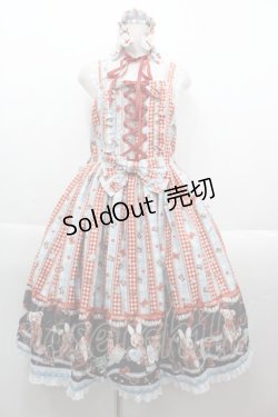 画像1: metamorphose / 【プラスサイズ】Happy Seving Time ジャンパースカート＋ヘッドドレスセット プラスサイズ サックスアカ I-25-09-15-047-ME-OP-HD-ZI