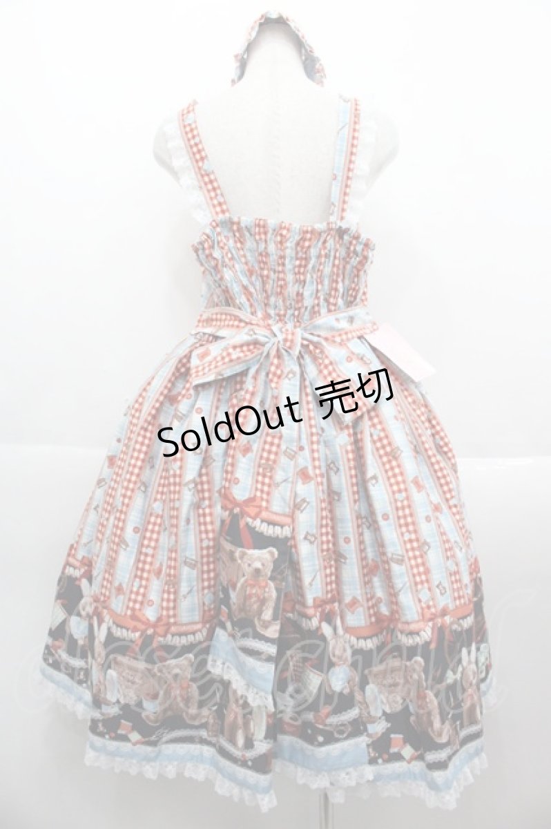 画像2: metamorphose / 【プラスサイズ】Happy Seving Time ジャンパースカート＋ヘッドドレスセット プラスサイズ サックスアカ I-25-09-15-047-ME-OP-HD-ZI (2)