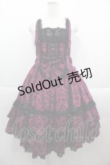 metamorphose / ハートダマスクフリルジャンパースカート  ボルドー I-25-09-15-049-ME-OP-HD-ZI