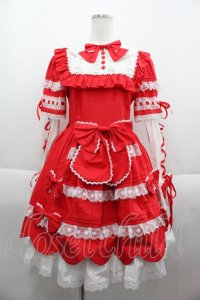 AND ROMEO / リボンレース豪華ワンピース  赤 I-25-09-15-057-LO-OP-HD-ZI